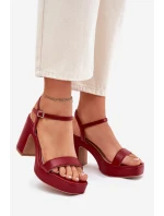 Eko kožené sandály na podpatku bordové model 21699445 - Boto Eko kožené sandály na podpatku bordové model 21699445 - Boto