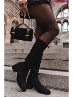 Dámské kozačky s ozdobou na ekokůže Černé model 21715301 - Boto