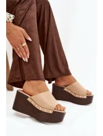 Dámské nazouváky na platformě s béžové model 21918817 - Boto Dámské nazouváky na platformě s béžové model 21918817 - Boto