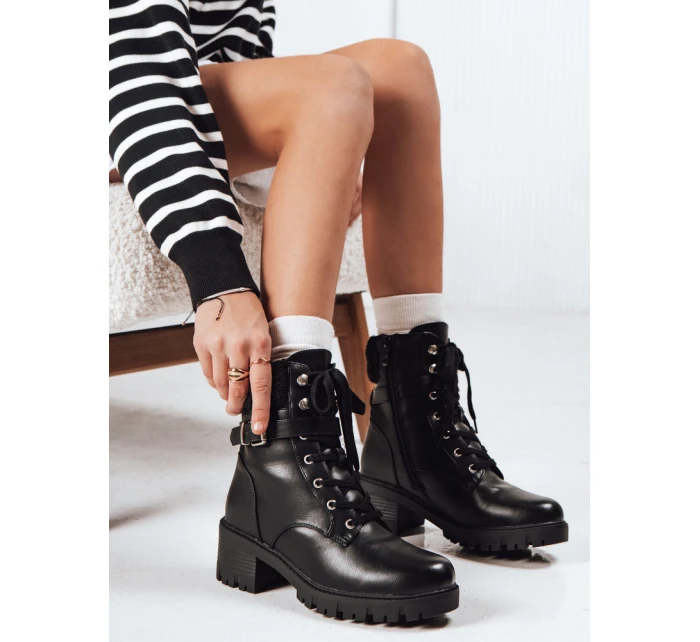 Dámské šněrovací boty černé FashionStreet ZY1216