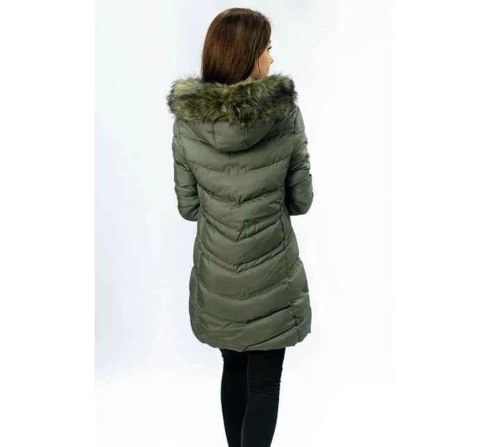 PIKOWANA KURTKA DAMSKA ZIMOWA Z KAPTUREM KHAKI model 21241763 - SPEED.A