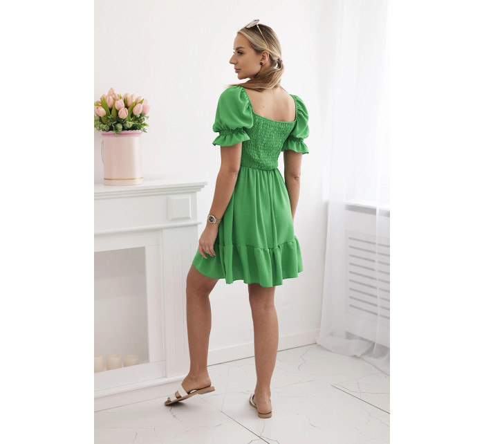 Nařasené šaty s volánky a volánky zelený