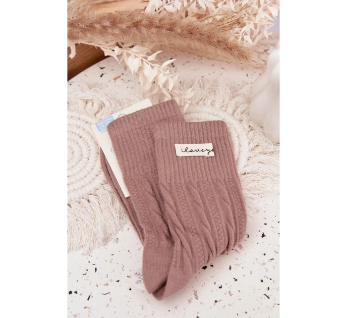 Teplé dámské ponožky s vlnou hnědé