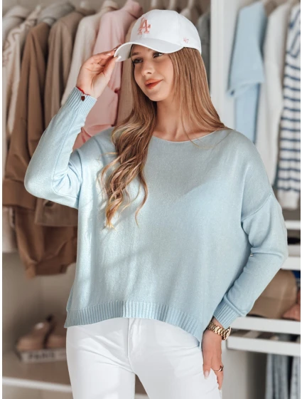 Dámský oversize hladký svetr SENZIA modrý FashionStreet MY2448