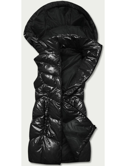 Lesklá černá vesta s kapucí model 17552912 - S'WEST