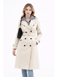 Klasyczny trencz z odpinanym kapturem Goodlookin jasny beżowy (T2-2252#-12)