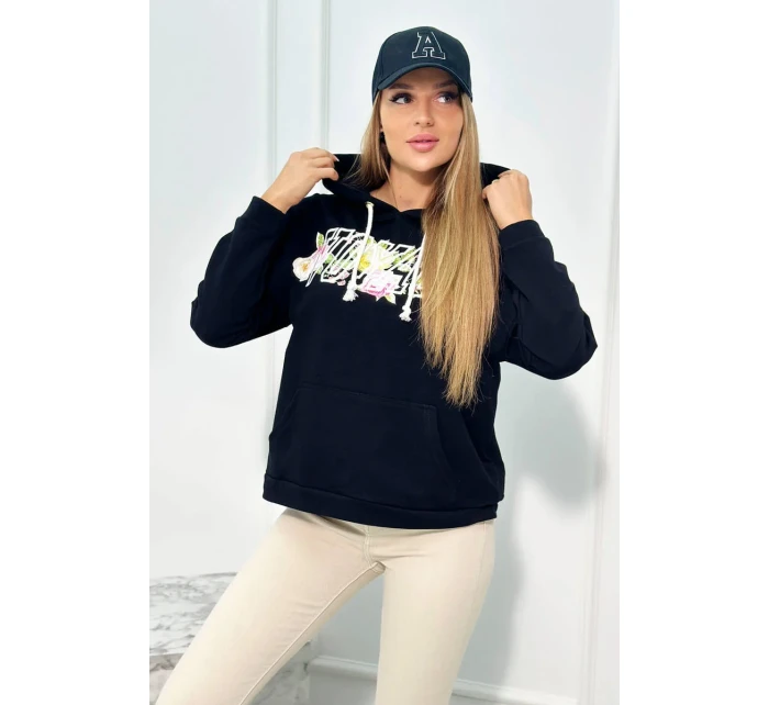 Mikina s nápisem Voyage černý Mikina s nápisem Voyage černý