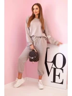 Komplet teplákové + kalhoty máslová látka tmavě béžová Komplet teplákové + kalhoty máslová látka tmavě béžová