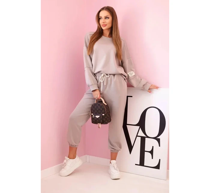 Komplet teplákové + kalhoty máslová látka tmavě béžová Komplet teplákové + kalhoty máslová látka tmavě béžová