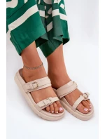 Dámské Pantofle Na Platformě Se Zlatými Béžové model 21687846 - Boto Dámské Pantofle Na Platformě Se Zlatými Béžové model 21687846 - Boto