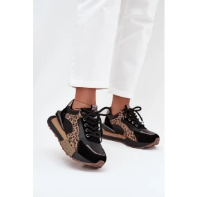 Kožené dámské tenisky na platformě Panterka Artiker 55C0134 Černé