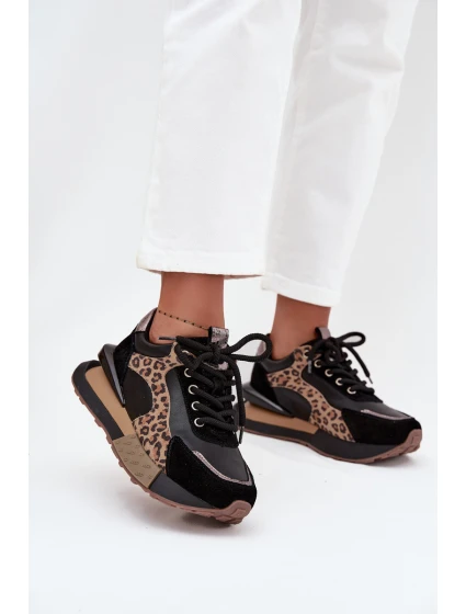 Kožené dámské tenisky na platformě Panterka model 21712452 Černé - Artiker