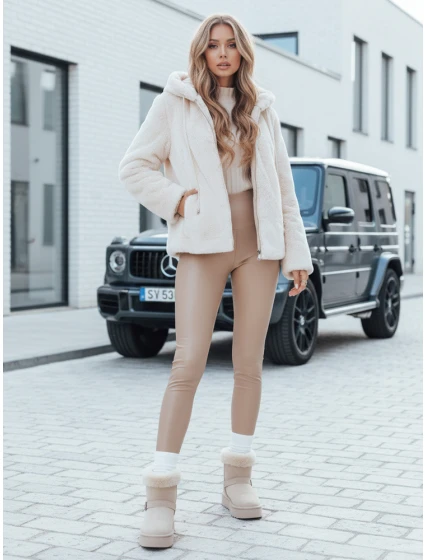 Dámský krátký kabát ELMIRIS béžový kožich FashionStreet TY4994