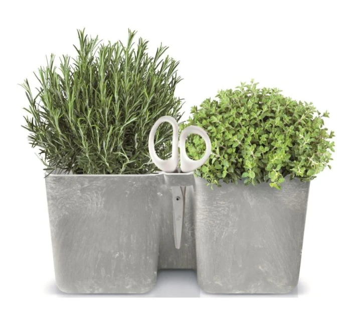 Květináč s bylinkami TWINS CUBE WITH CUTLERY WHITE