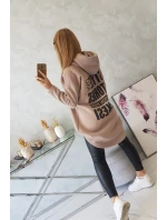 Zateplená mikina s dlouhými zády a kapucí tmavě béžová Zateplená mikina s dlouhými zády a kapucí tmavě béžová