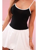 Dámské šaty na ramínkách s rozevlátou bavlněnou sukní - černé Dámské šaty na ramínkách s rozevlátou bavlněnou sukní - černé