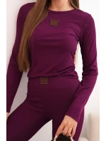 Dámská bavlněná souprava s dlouhým rukávem a legínami švestková Dámská bavlněná souprava s dlouhým rukávem a legínami švestková