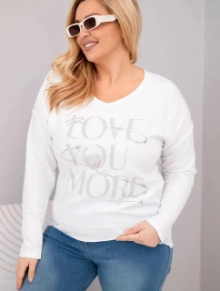 Dámská blůza Plus Size s potiskem Love You More bílá