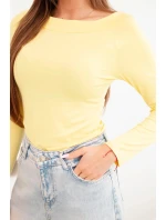 Dámská viskózová blůza s širokým výstřihem a dlouhým rukávem žlutá Dámská viskózová blůza s širokým výstřihem a dlouhým rukávem žlutá