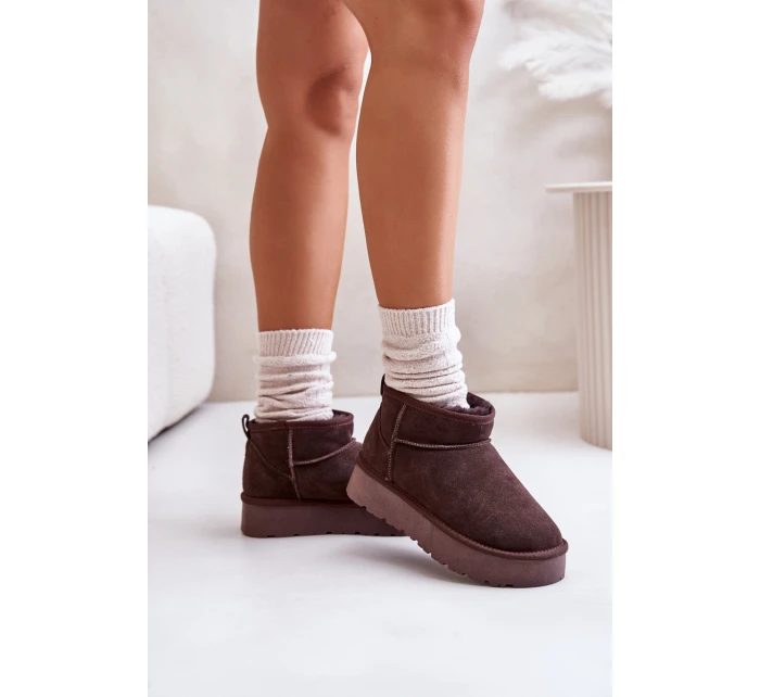 Módní Semišové Nízké Sněhule Hnědé model 21671731 - Boto Módní Semišové Nízké Sněhule Hnědé model 21671731 - Boto