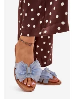 Dámské Pantofle Na Plochém Podpatku S Mašlí Džínové model 21704157 - Boto