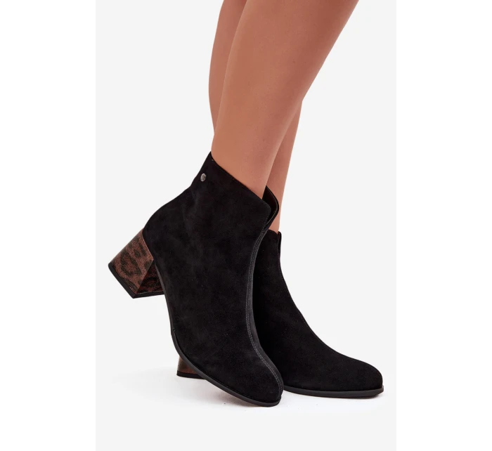Kožené semišové dámské na podpatku  Černé model 21714671 - Maciejka