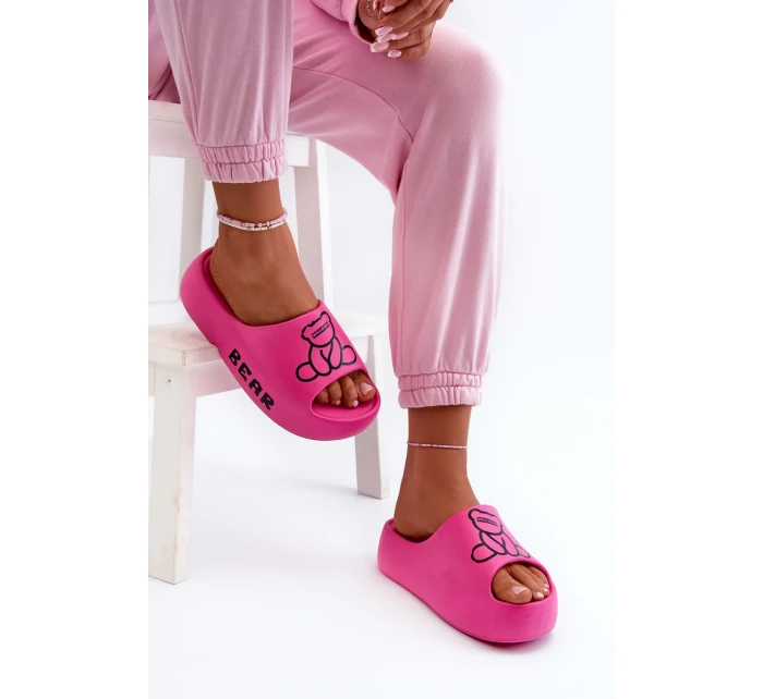 Dámské pěnové pantofle na masivní podrážce s medvídkem Fuchsia Lamira Dámské pěnové pantofle na masivní podrážce s medvídkem Fuchsia Lamira