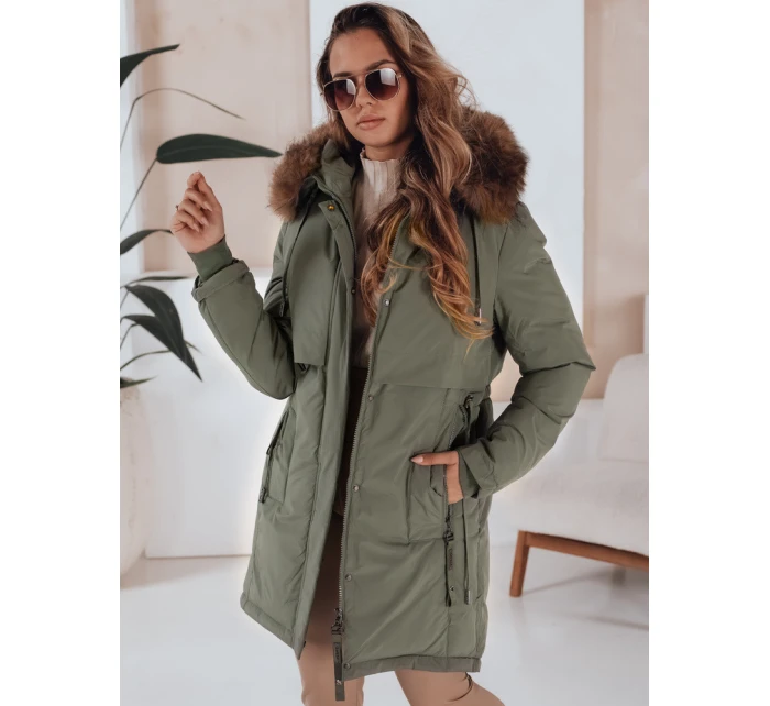 Dámská zimní bunda parka s kapucí zelená Dstreet model 21991264 - FashionStreet