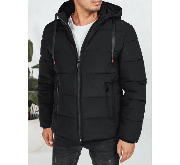 Pánská prošívaná zimní bunda s kapucí černá model 21991468 - Dstreet
