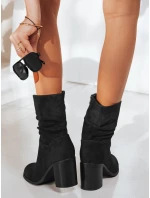 Dámské semišové kozačky na podpatku černé FashionStreet ZY1238