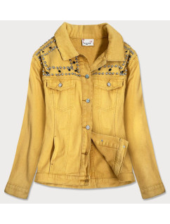 Žlutá dámská džínová bunda s ozdobnými kamínky a třásněmi model 16148789 - ZAC&ZOE