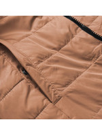 Černo-karamelová oboustranná dámská puntíkovaná bunda (M-111)
