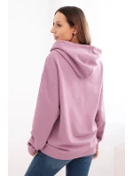 Dámská mikina s kapucí a klokaní kapsou z pletací bavlny tmavě růžová