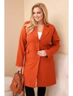 Dámský plášť Plus Size dlouhý s límcem a kapsami model 21959196 - K-Fashion Dámský plášť Plus Size dlouhý s límcem a kapsami model 21959196 - K-Fashion