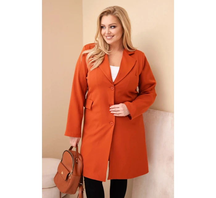 Dámský plášť Plus Size dlouhý s límcem a kapsami model 21959196 - K-Fashion Dámský plášť Plus Size dlouhý s límcem a kapsami model 21959196 - K-Fashion