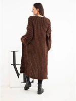 Dámský dlouhý model 22353171 kardigan bez zapínání s širokým rukávem hnědý - K-Fashion Dámský dlouhý model 22353171 kardigan bez zapínání s širokým rukávem hnědý - K-Fashion