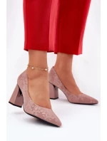 Elegantní lodičky na podpatku v růžové model 21692745 růžové - VINCEZA