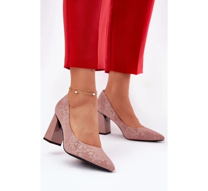 Elegantní lodičky na podpatku v růžové model 21692745 růžové - VINCEZA