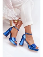 Dámské lakované sandály na sloupku - modré Marila Dámské lakované sandály na sloupku - modré Marila