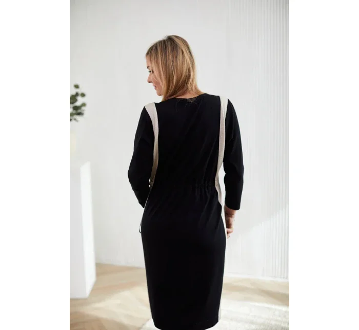 Denní šaty M401 černo-béžové - La Aurora