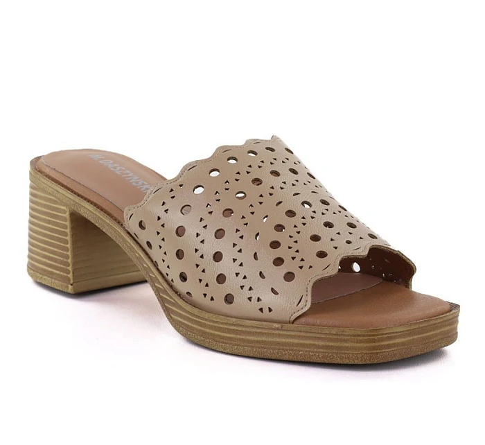 Dámské otevřené béžové žabky na jehlovém podpatku M.Daszynski model 22081599 - Hikvision