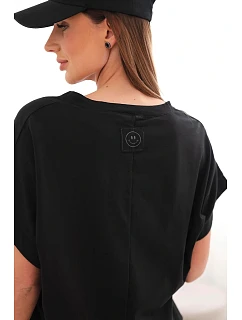 Dámská bavlněná halenka s výstřihem do V a krátkým rukávem černá