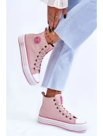 Dámské vysoké textilní tenisky na platformě Big Star model 21608432 Růžová - Big Star Shoes Dámské vysoké textilní tenisky na platformě Big Star model 21608432 Růžová - Big Star Shoes