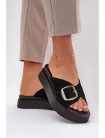 Dámské Semišové Pantofle S Přezkou Na Platformě Černé model 21686239 - Zazoo