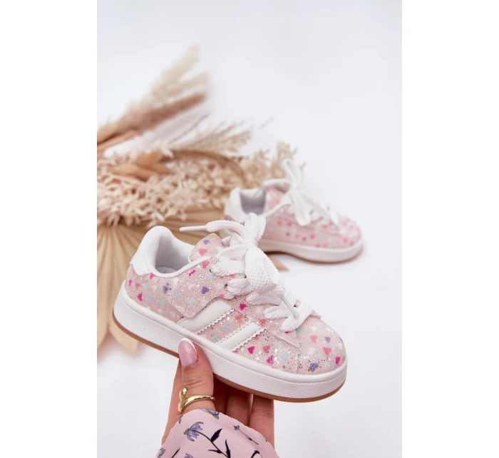 Lesklé Dětské Sportovní Boty Srdíčka Růžové Tessina Lesklé Dětské Sportovní Boty Srdíčka Růžové Tessina