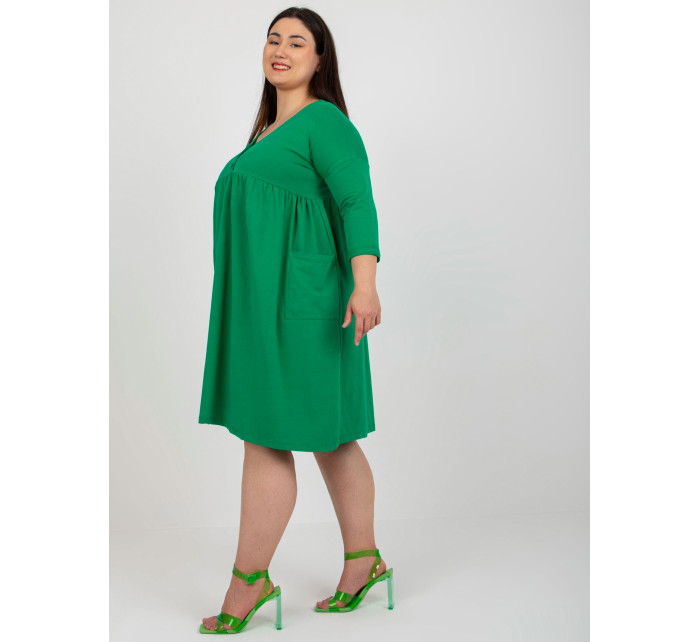 Zelené rozšířené bavlněné šaty velikosti plus