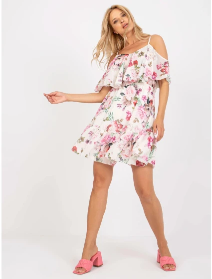 Dámské šaty TW SK BI 1100.45 světle béžová s květy - FPrice Dámské šaty TW SK BI 1100.45 světle béžová s květy - FPrice