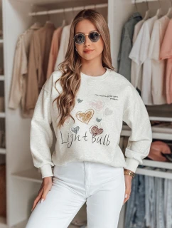 Dámská oversize mikina se srdíčky PINKNOTE šedá FashionStreet BY1501