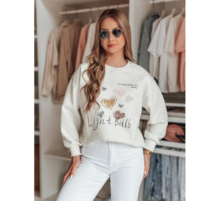 Dámská oversize mikina se srdíčky PINKNOTE šedá FashionStreet BY1501