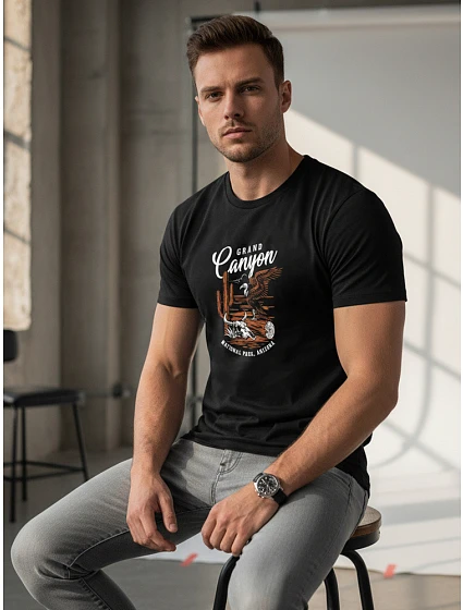 Pánské tričko s potiskem Grand Canyon černé FashionStreet NX059R